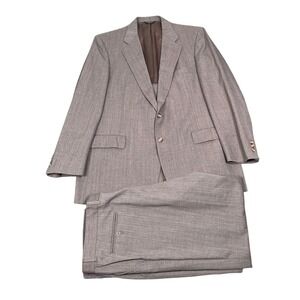 Palm Beach 1970s 2 Piece Suit Men Brown Pinstripe Blazer 46R 40X31